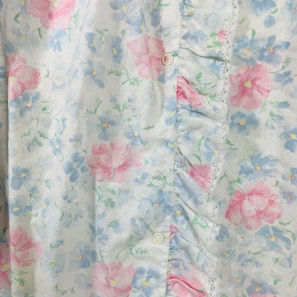 VTG Miss Elaine Womens Nightgown Size XS Floral Snap Front Long Sleeve Pockets - Picture 9 of 13